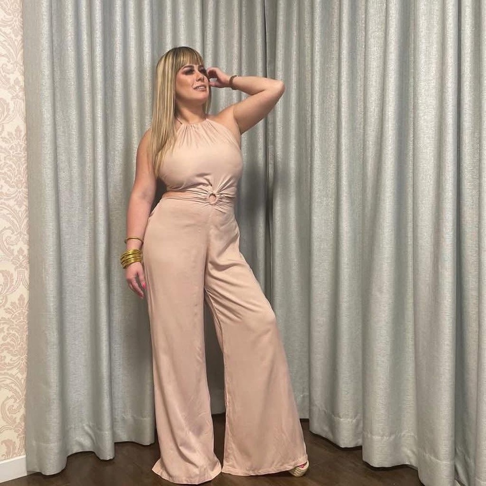 Cream Wide-Leg Jumpsuit with Belted Waist